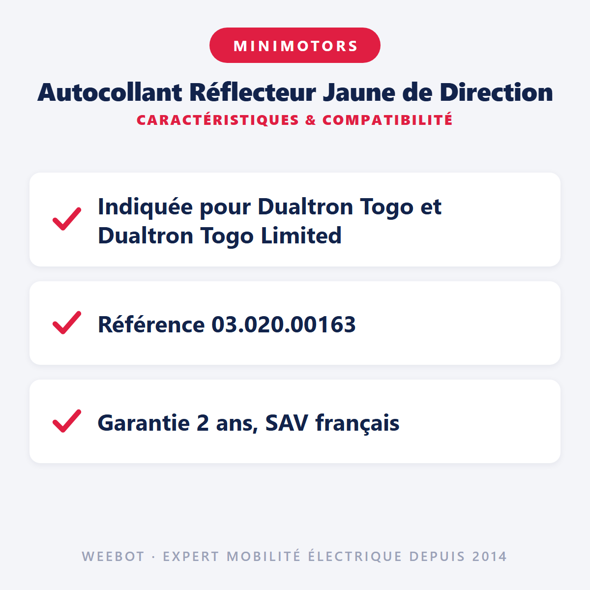 Autocollant Réflecteur Jaune de Direction : caractéristiques et compatibilité