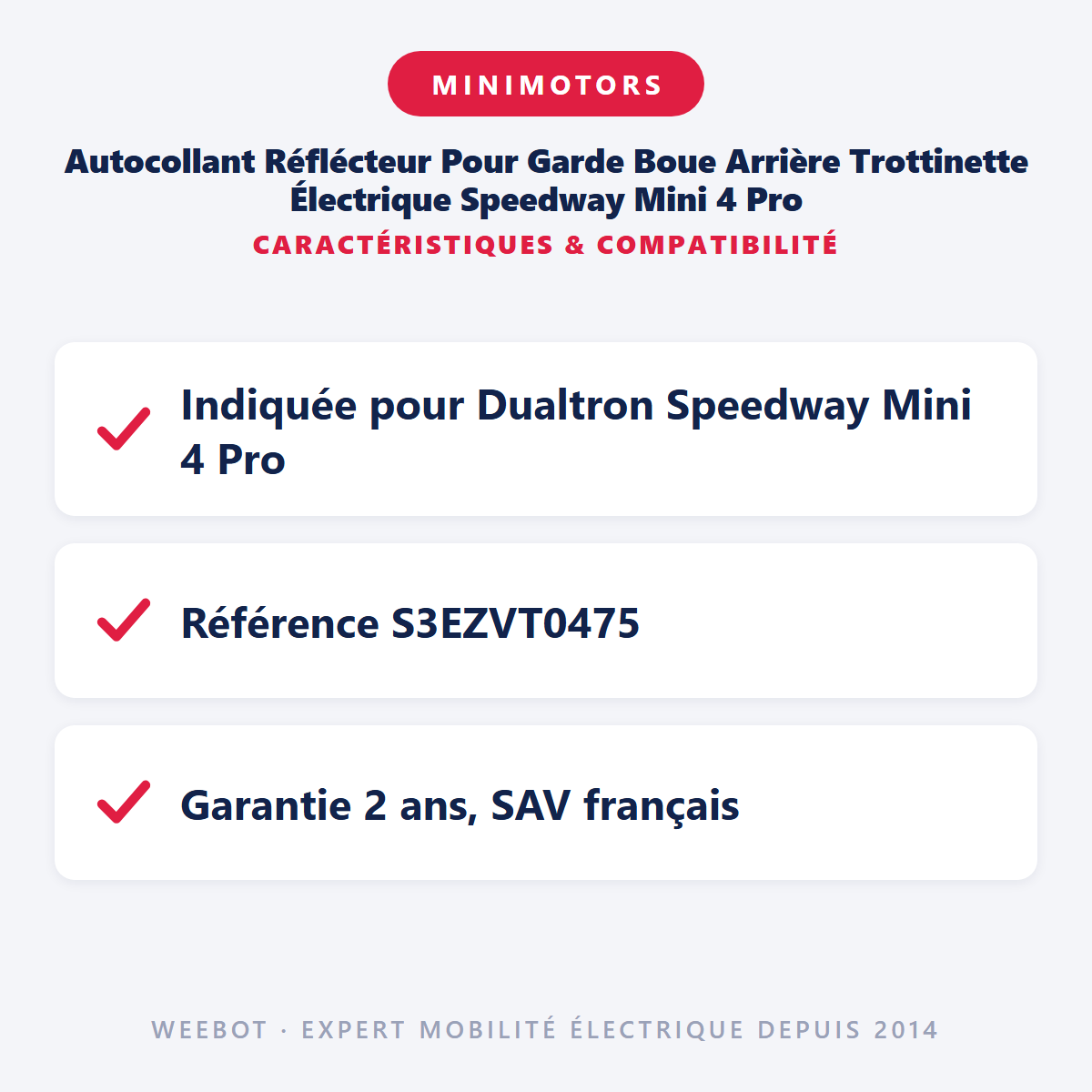 Autocollant Réflécteur Pour Garde Boue Arrière Trottinette Électrique Speedway Mini 4 Pro : caractéristiques et compatibilité