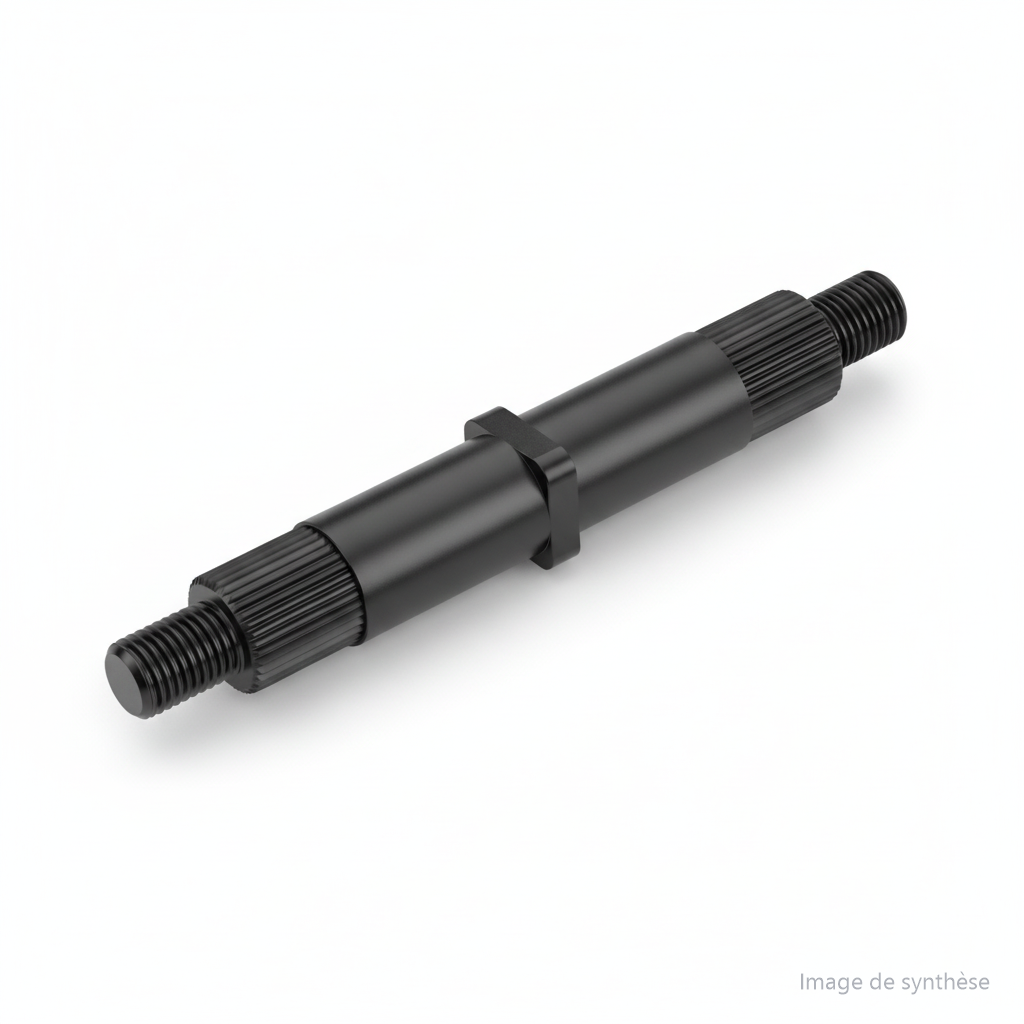 Schéma technique en perspective d'un axe de cartouche de suspension de trottinette électrique Dualtron