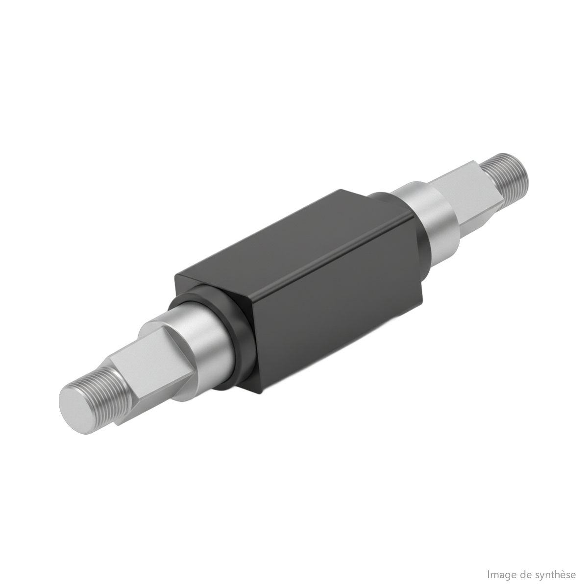 Dessin technique en vue schématique d'un axe de suspension avant pour trottinette électrique Dualtron Ultra