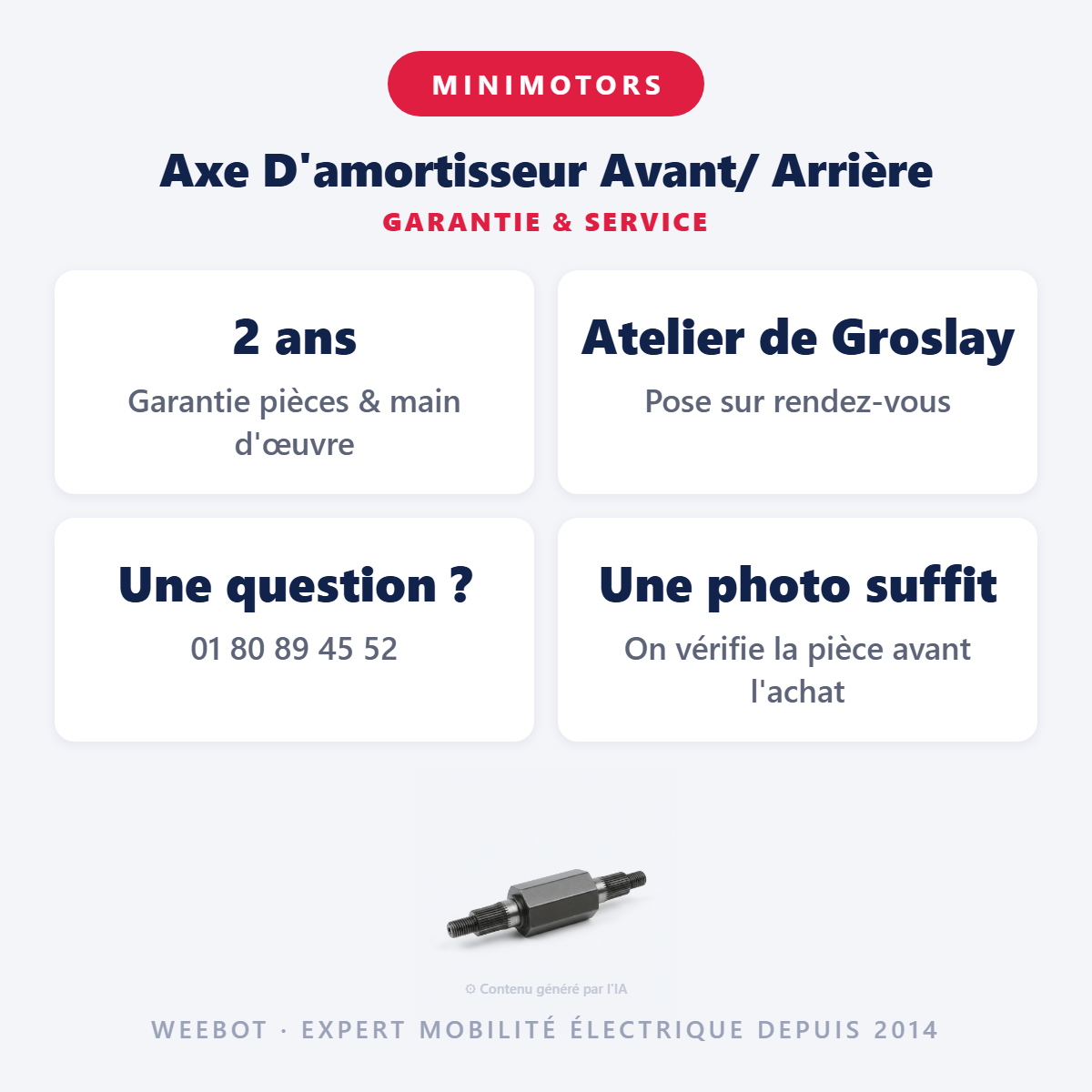 Axe D'amortisseur Avant/ Arrière : garantie 2 ans et service après-vente