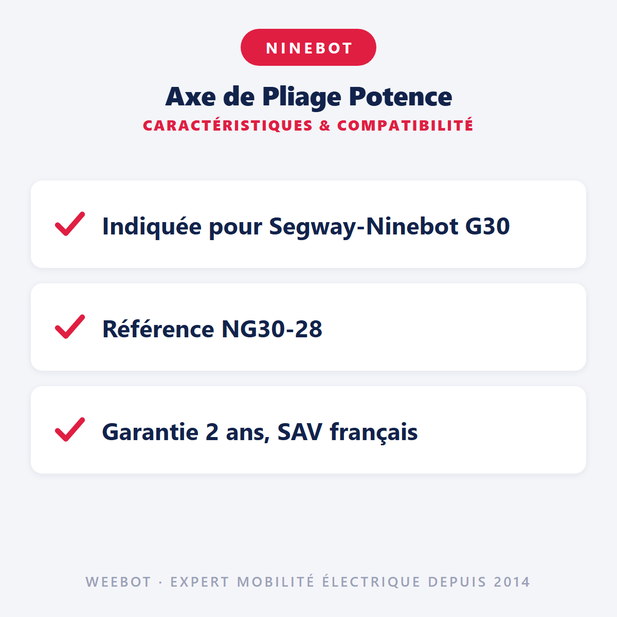 Axe de Pliage Potence pour Trottinette Électrique Ninebot G30 Max - Weebot
