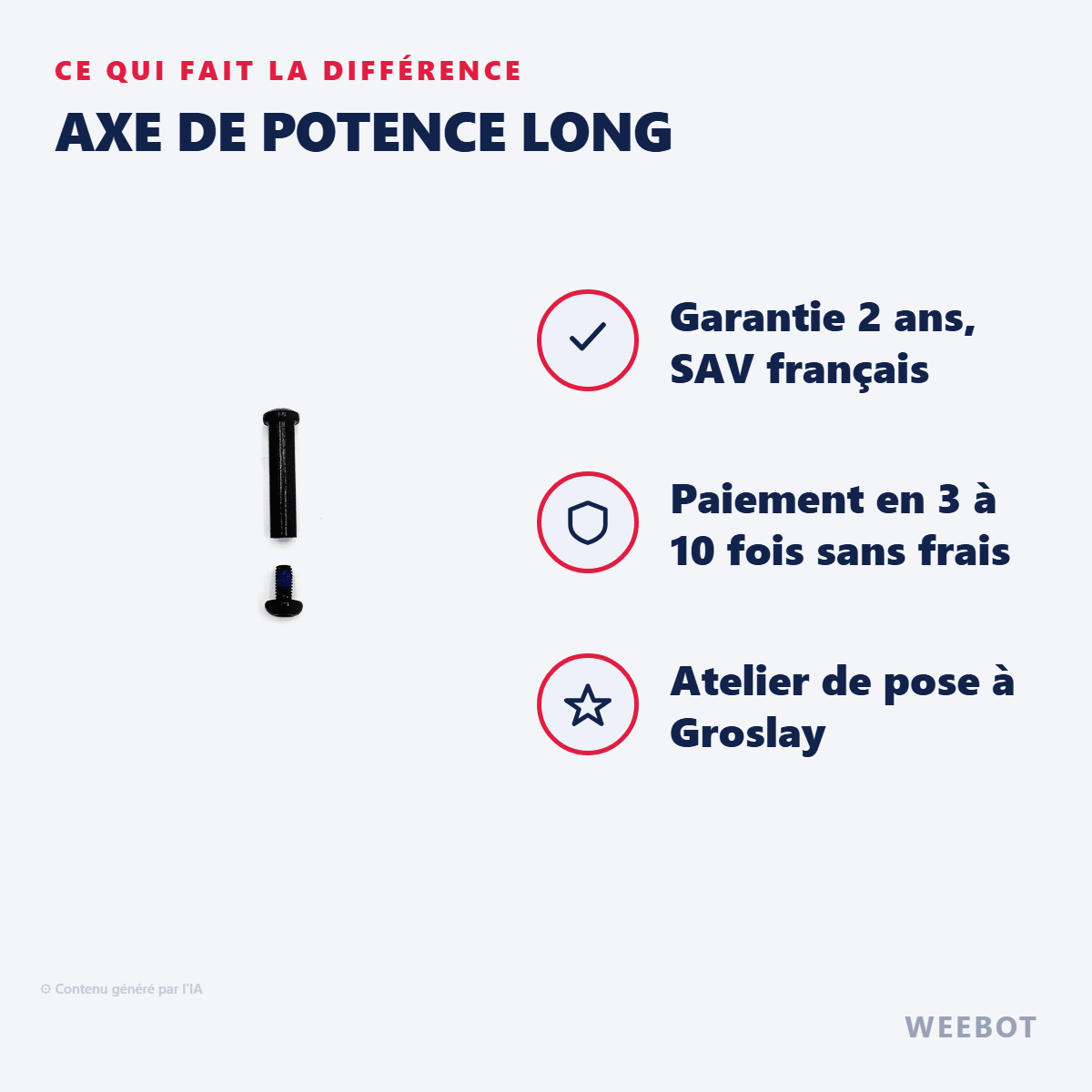 Axe de Potence Long pour Trottinette Électrique Ninebot Max G30 - Weebot
