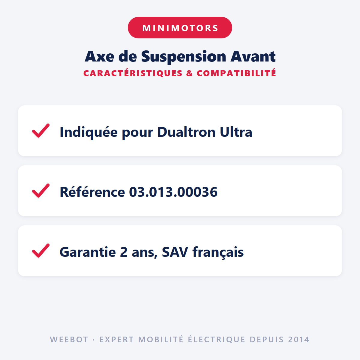 Axe de Suspension Avant : caractéristiques et compatibilité