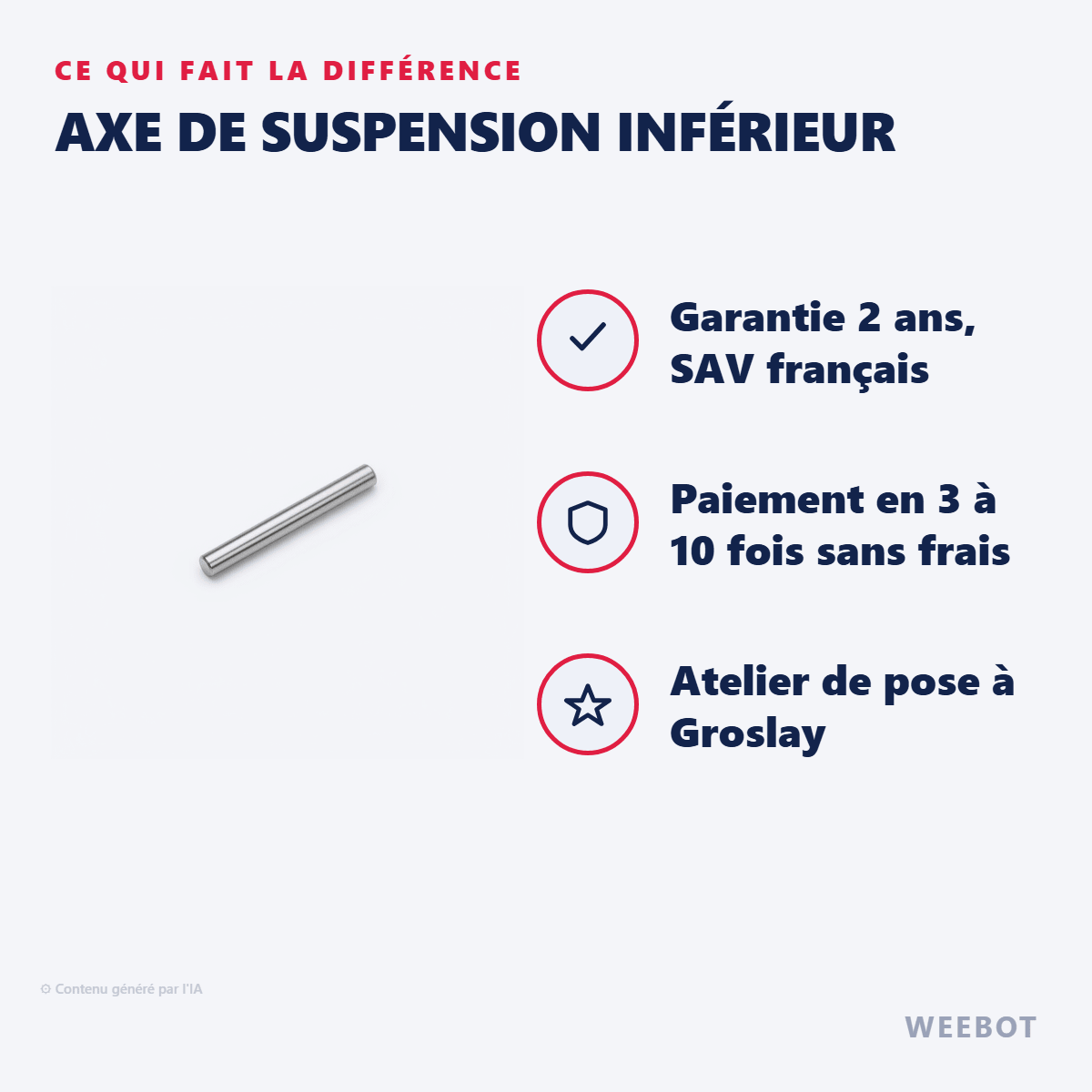 Axe de Suspension Inférieur pour Trottinette Electrique Fighter Mini - Teverun - Weebot