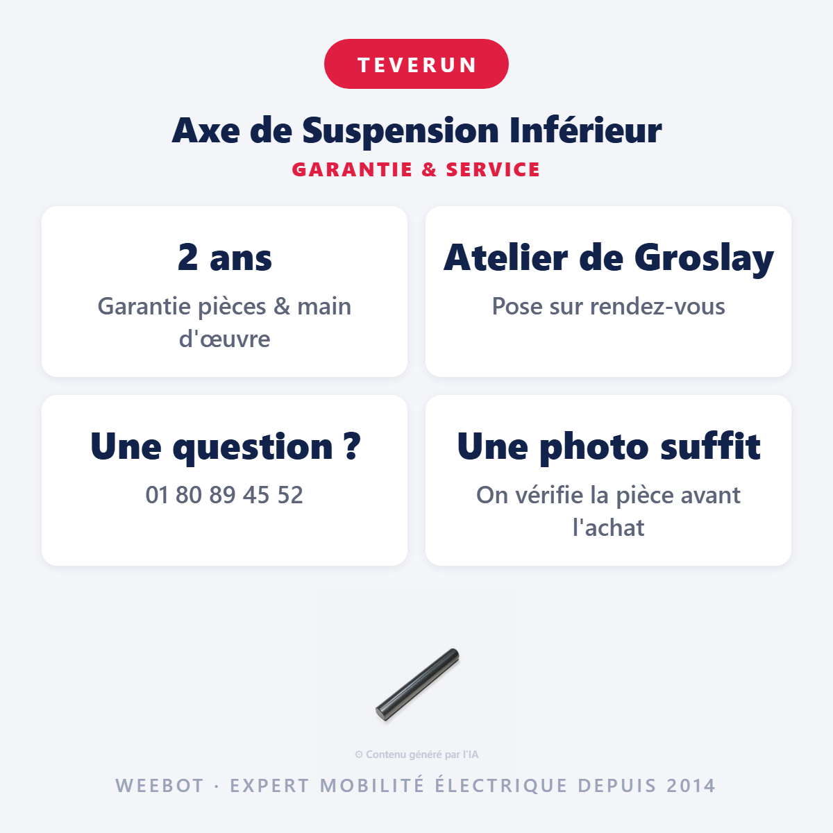 Axe de Suspension Inférieur : garantie 2 ans et service après-vente