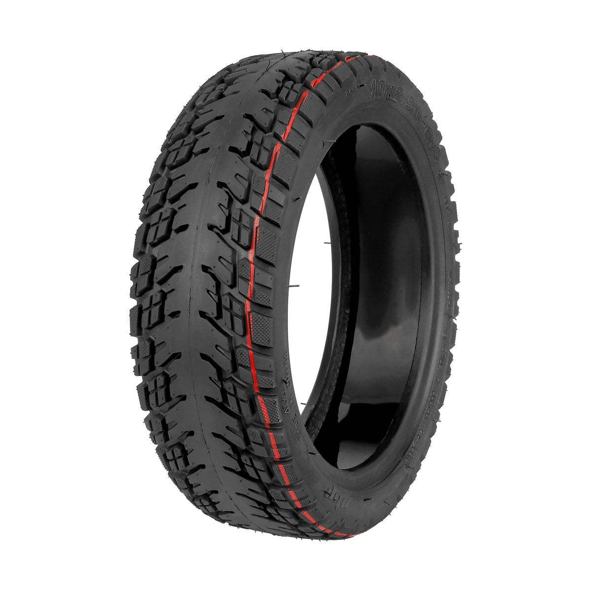Pneu tubeless tout-terrain 10 pouces noir avec bande de gel auto-réparant vu de trois-quarts