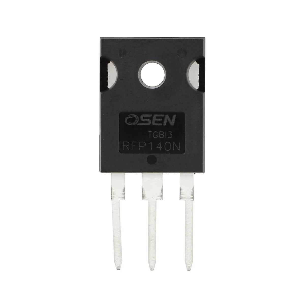 Transistor Mosfet 3 broches noir vu de face