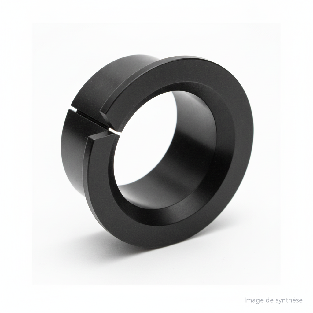 Schéma en vue 3D d'une bague de glissement fendue à collerette pour trottinette électrique Dualtron.