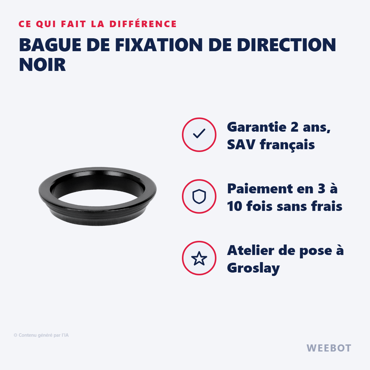 Bague de Fixation de Direction Noir : les points forts