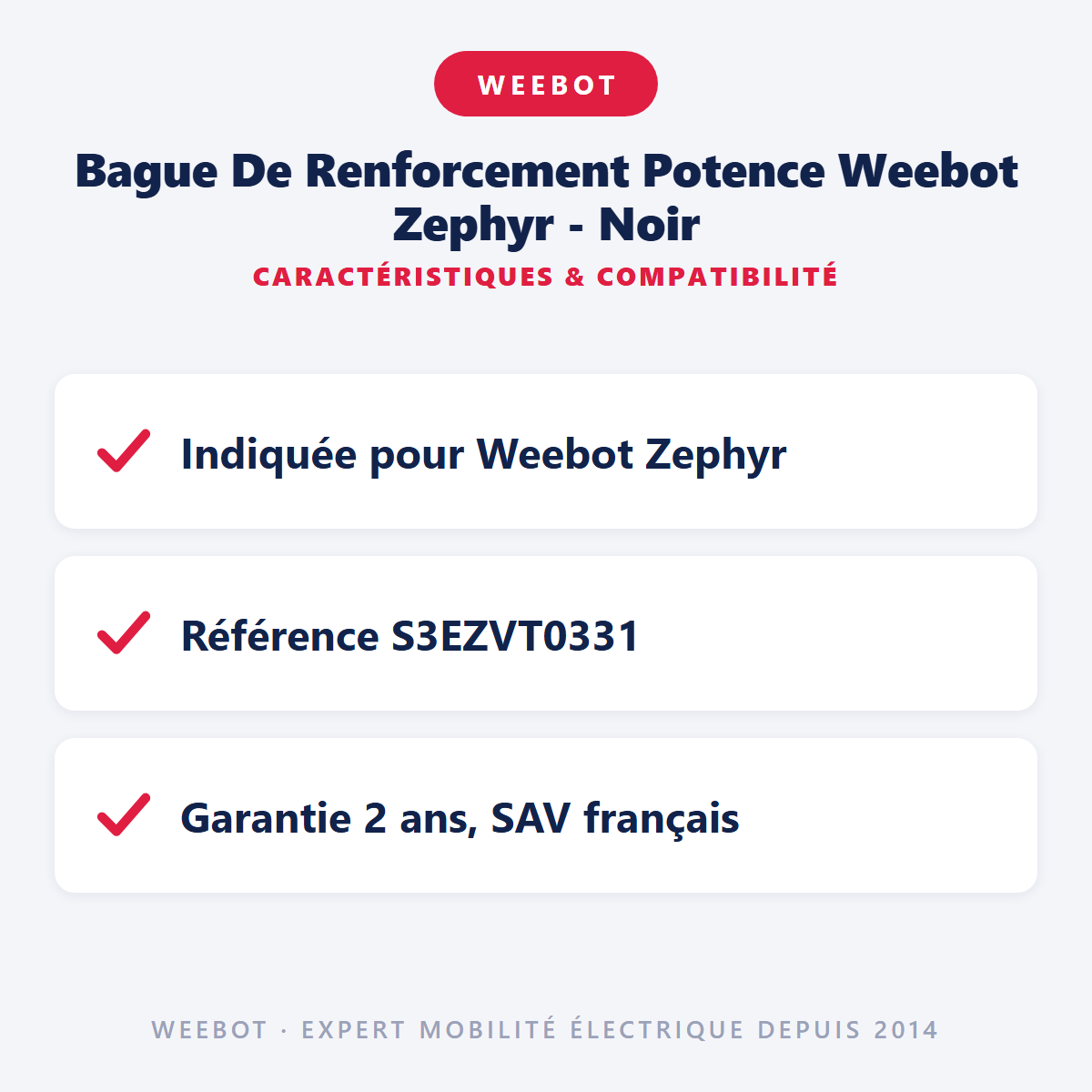 Bague De Renforcement Potence Weebot Zephyr - Noir : caractéristiques et compatibilité