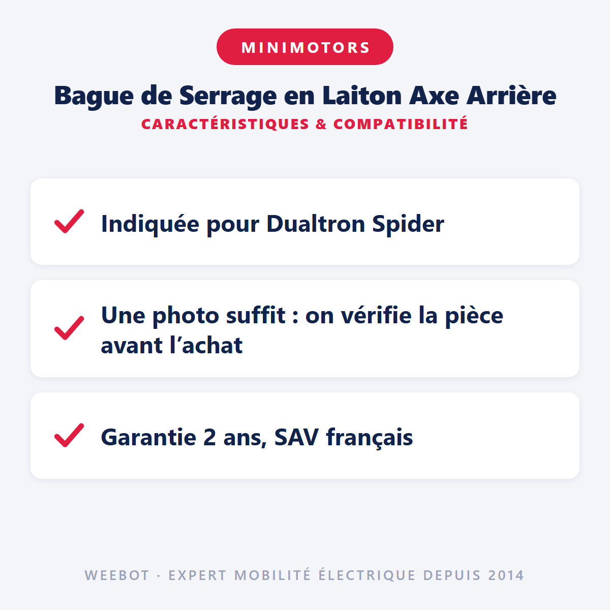 Bague de Serrage en Laiton Axe Arrière pour Trottinette Électrique Dualtron Spider - Weebot