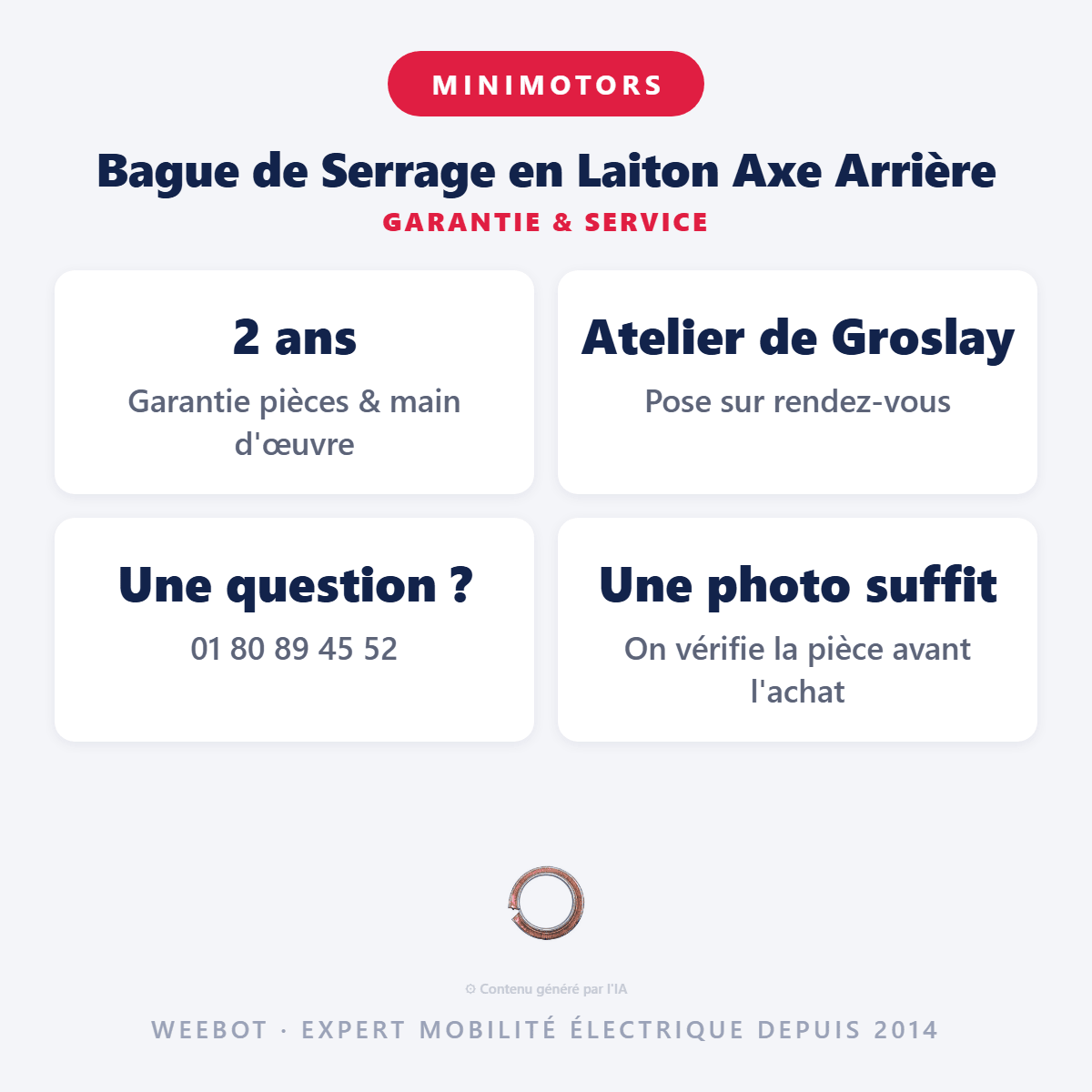Bague de Serrage en Laiton Axe Arrière pour Trottinette Électrique Dualtron Spider - Weebot