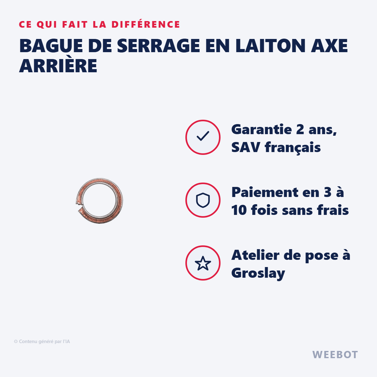 Bague de Serrage en Laiton Axe Arrière pour Trottinette Électrique Dualtron Spider - Weebot