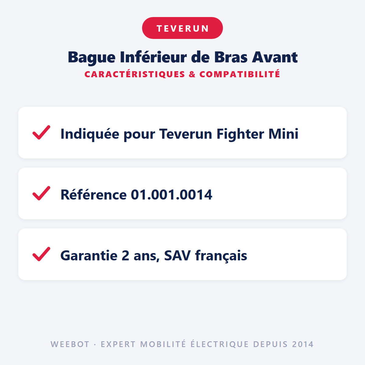 Bague Inférieur de Bras Avant pour Trottinette Electrique Teverun Fighter Mini - Weebot