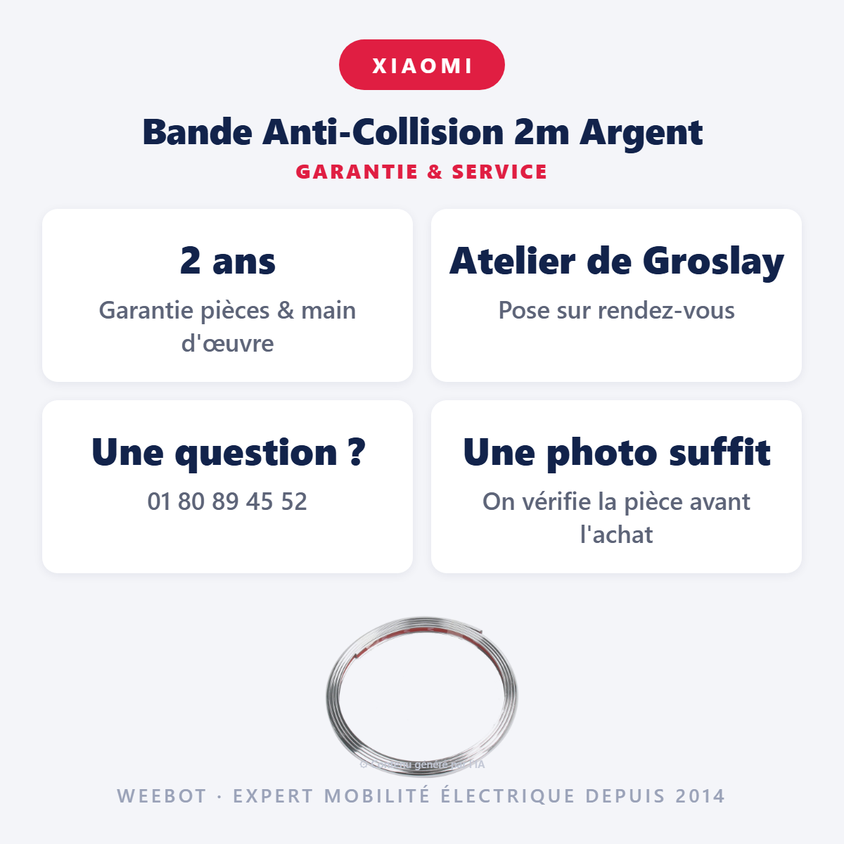 Bande Anti-Collision 2m Argent : garantie 2 ans et service après-vente