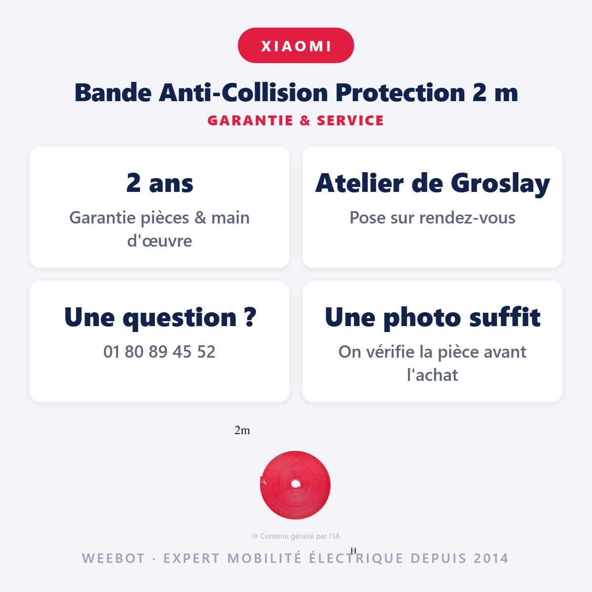 Bande Anti-Collision Protection 2 m : garantie 2 ans et service après-vente