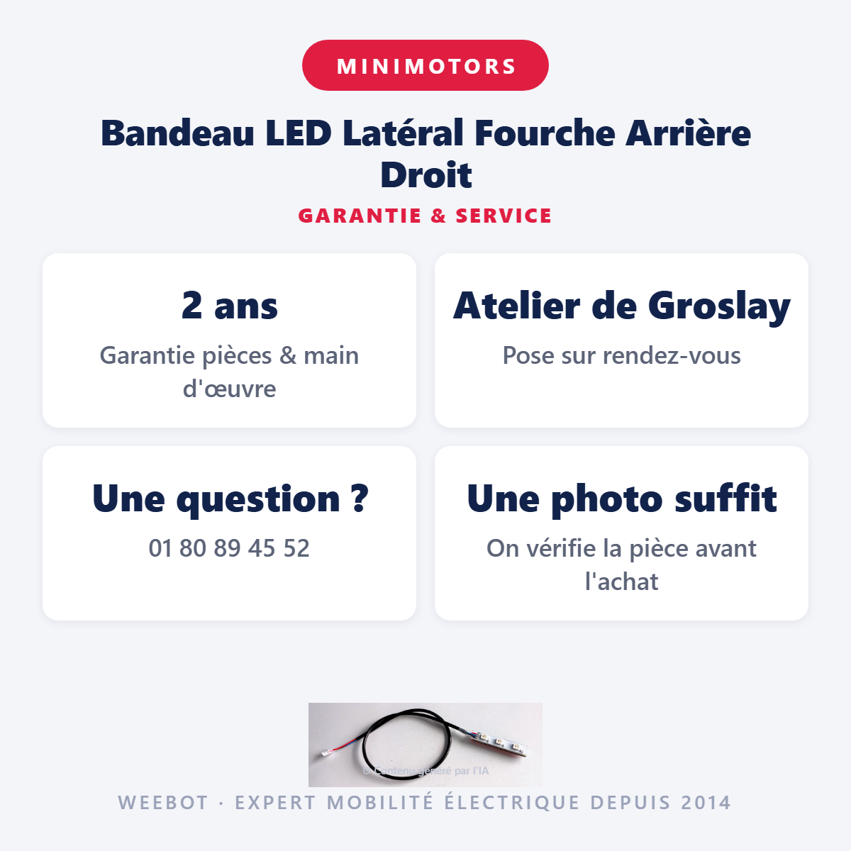 Bandeau LED Latéral Fourche Arrière Droit : garantie 2 ans et service après-vente