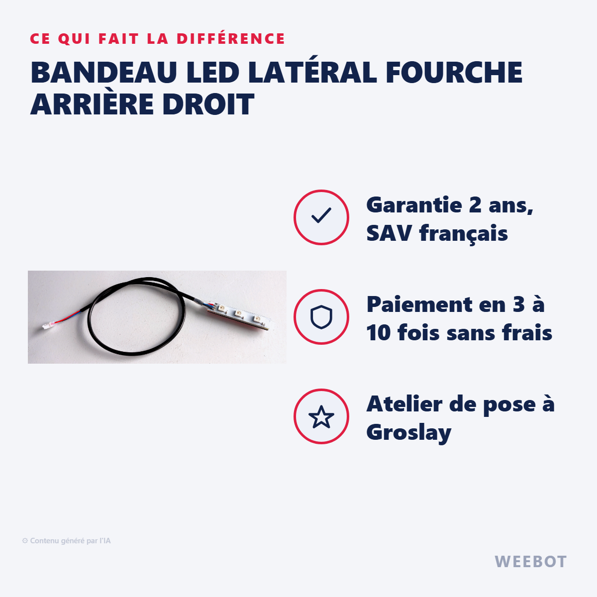 Bandeau LED Latéral Fourche Arrière Droit : les points forts