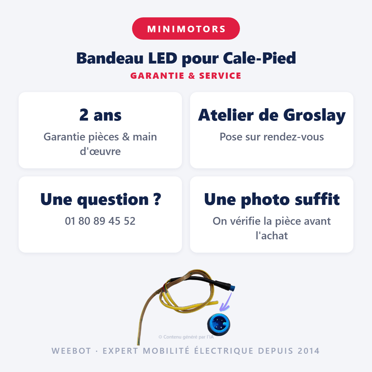 Bandeau LED pour Cale-Pied : garantie 2 ans et service après-vente