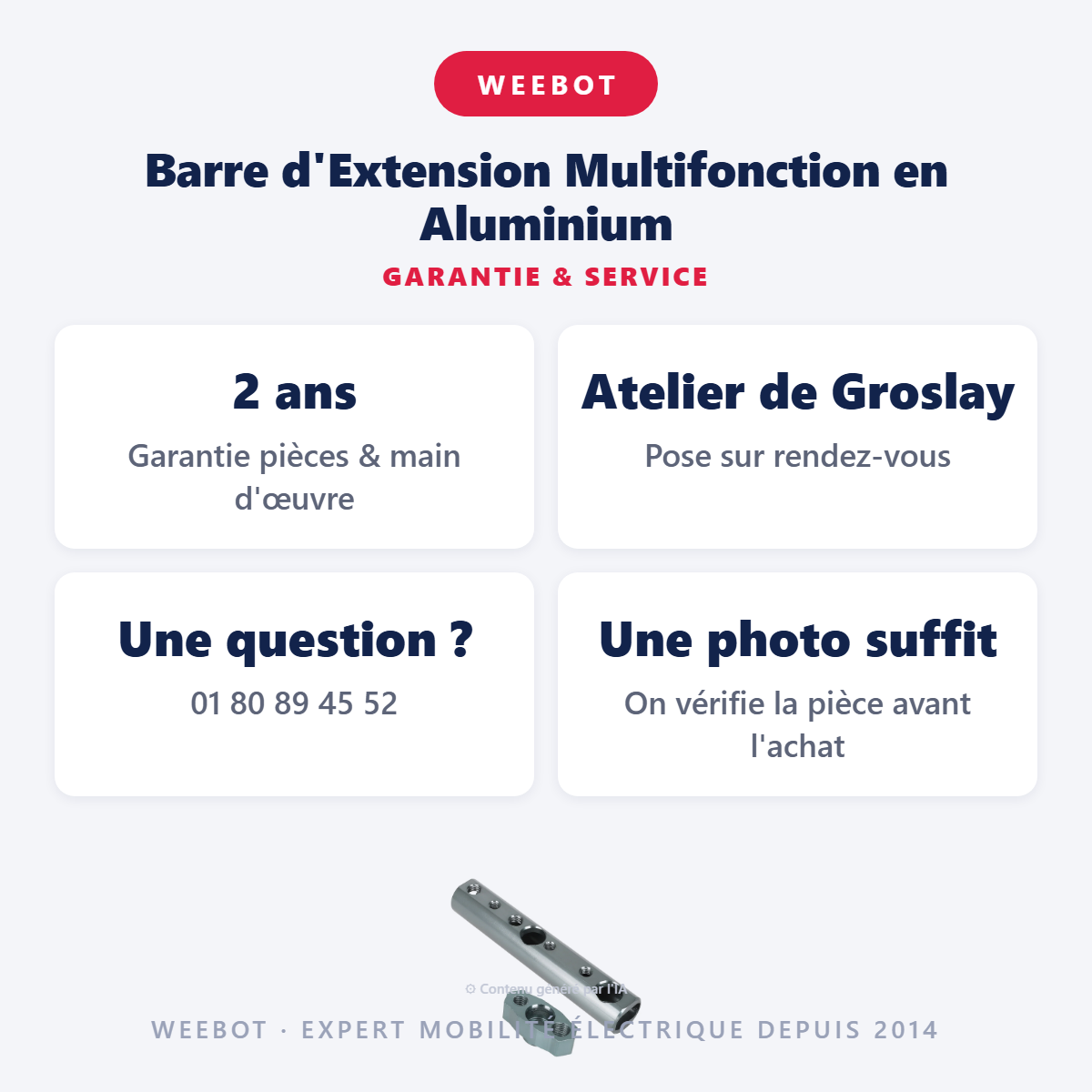 Barre d'Extension Multifonction en Aluminium : garantie 2 ans et service après-vente