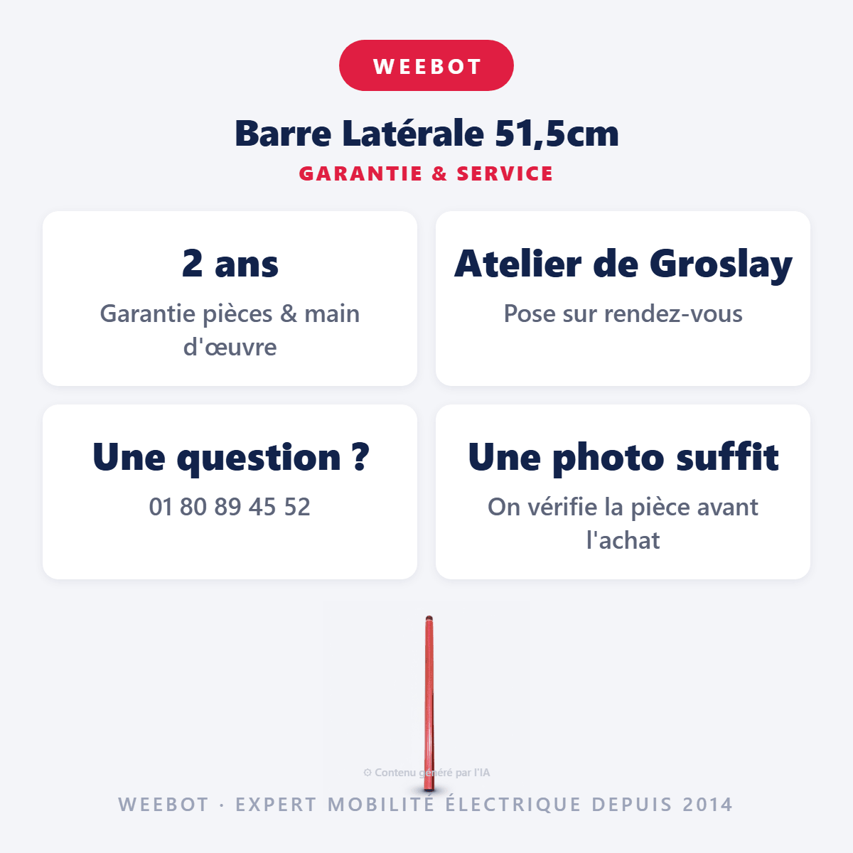 Barre Latérale 51,5cm pour Trottinette Electrique Weebot Anoki X - Weebot