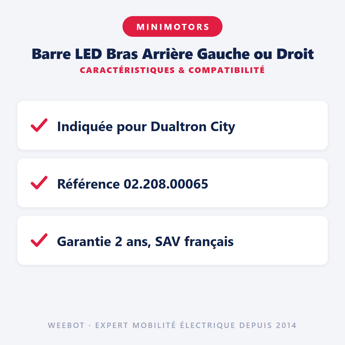 Barre LED Bras Arrière Gauche ou Droit : caractéristiques et compatibilité