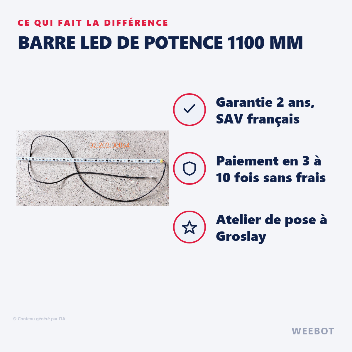 Barre LED de Potence 1100 mm : les points forts