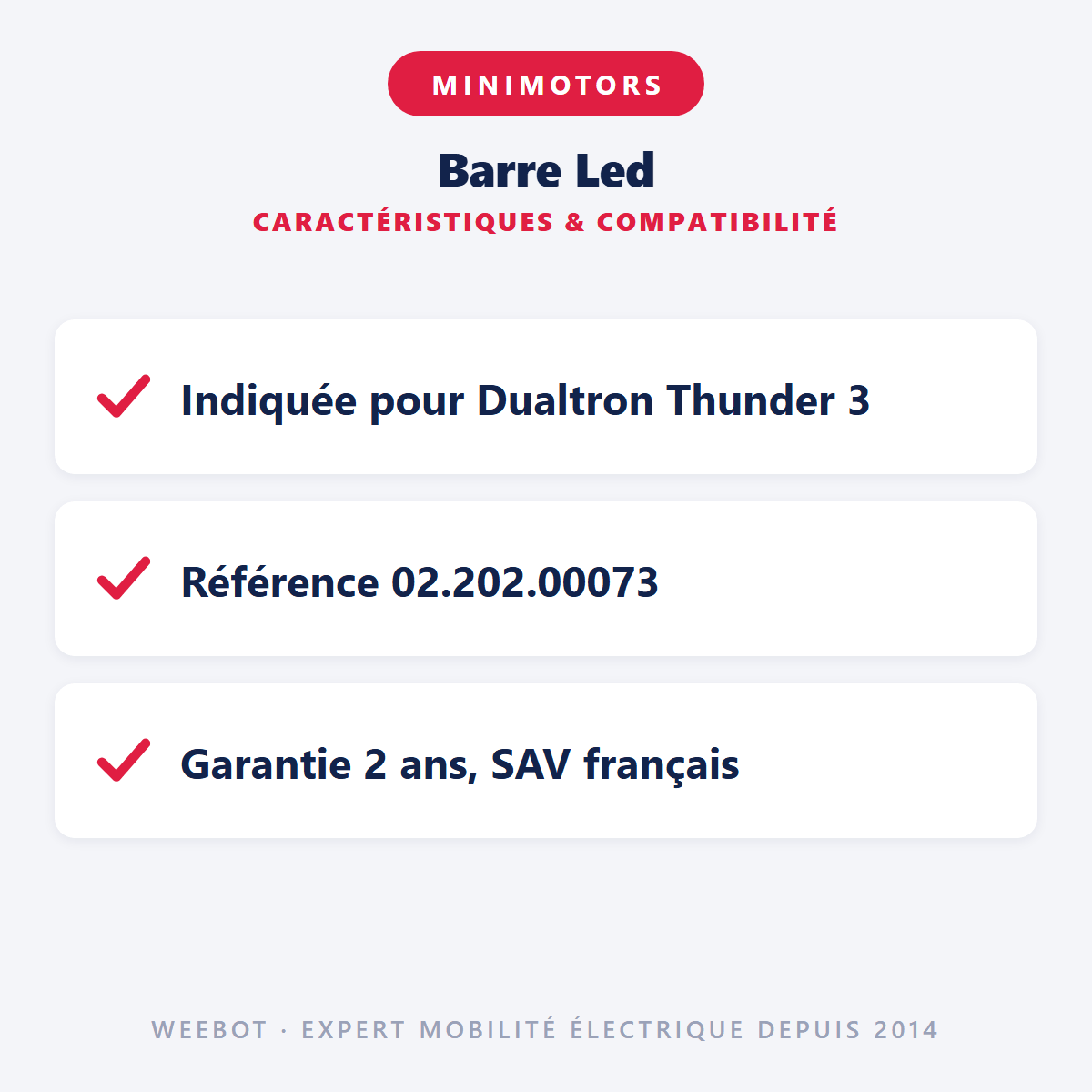 Barre Led pour Trottinette Électrique Dualtron Thunder 3 - Weebot