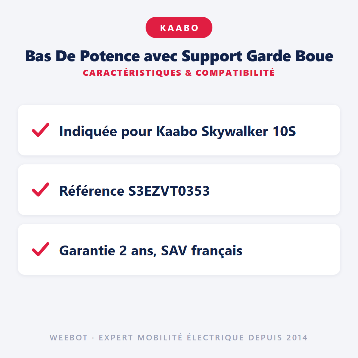 Bas De Potence avec Support Garde Boue : caractéristiques et compatibilité
