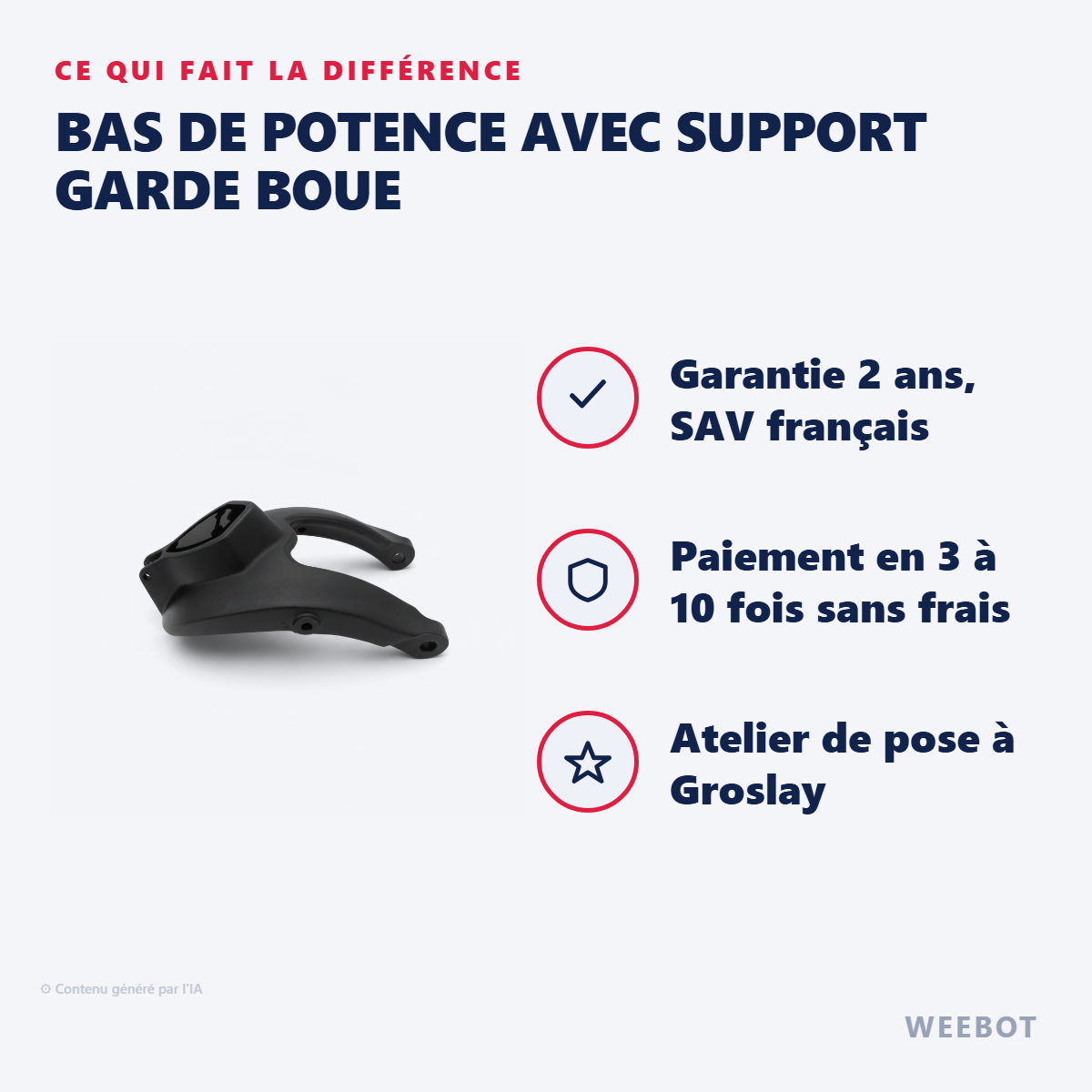 Bas De Potence avec Support Garde Boue : les points forts