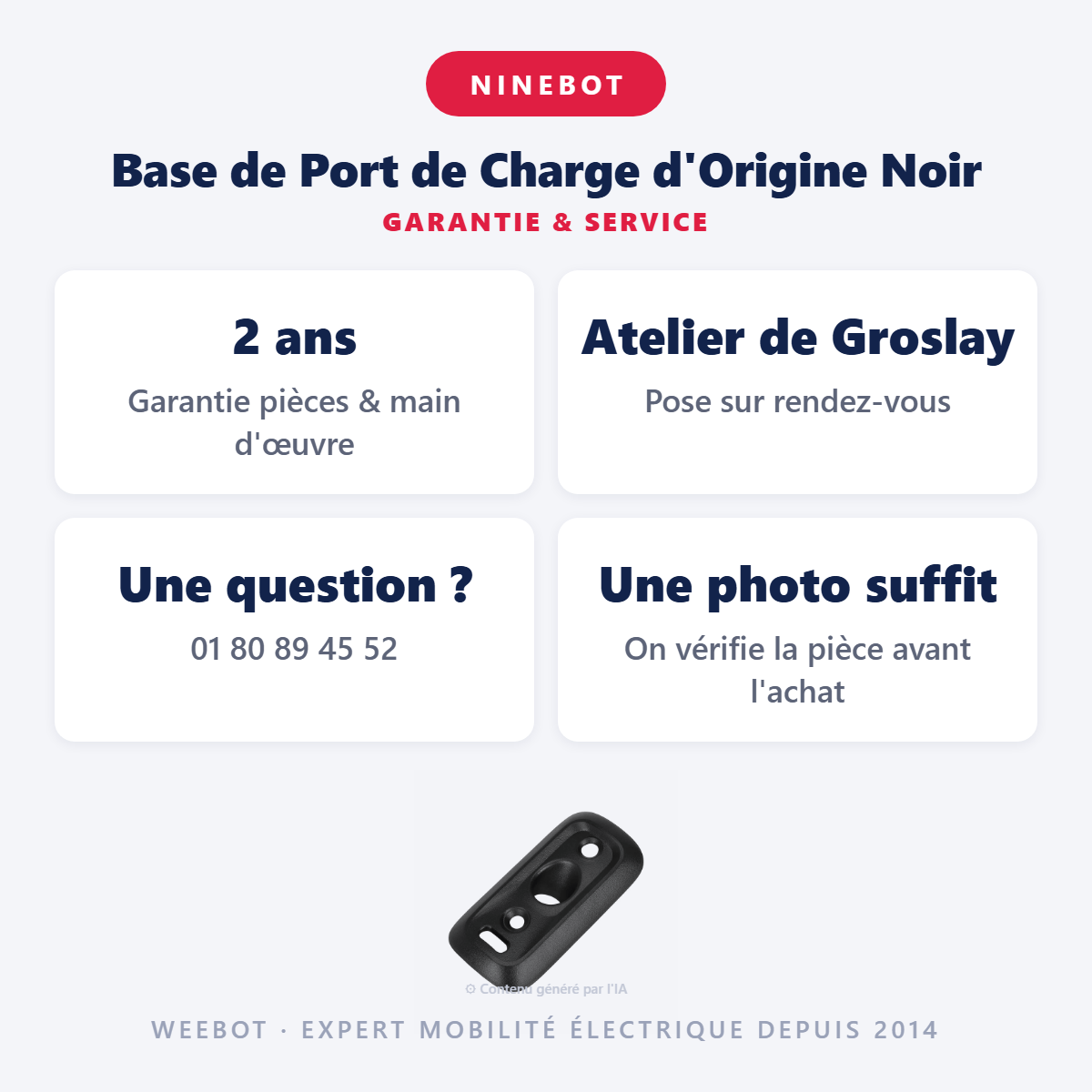 Base de Port de Charge d'Origine Noir : garantie 2 ans et service après-vente