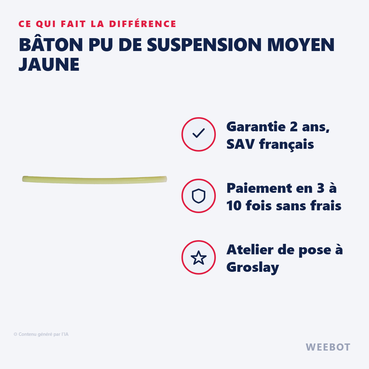 Bâton PU de Suspension Moyen Jaune : les points forts
