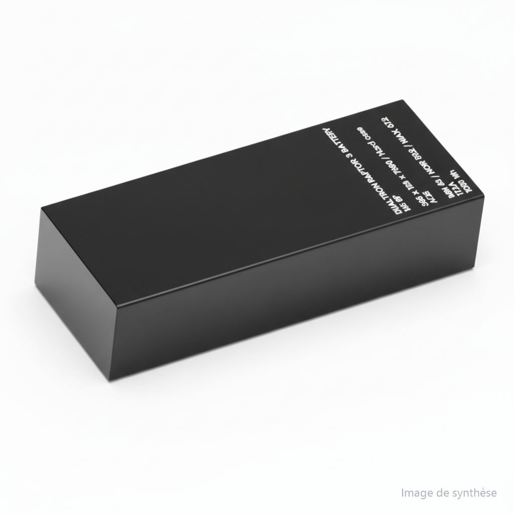 Dessin en perspective d'une batterie rectangulaire de trottinette électrique