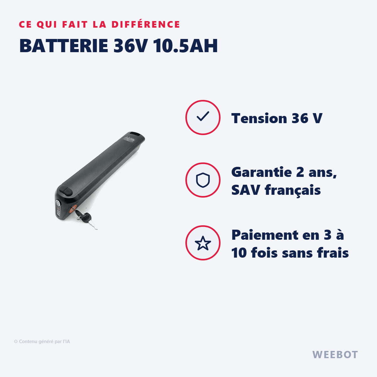 Batterie 36V 10.5Ah pour Trottinette Électrique Model S8 - Weebot