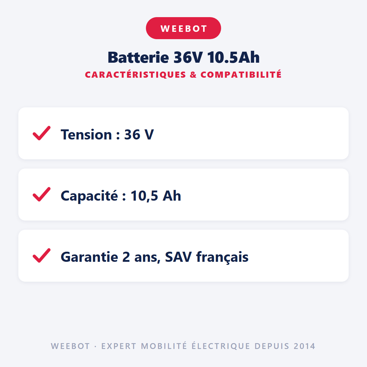 Batterie 36V 10.5Ah pour Trottinette Électrique Z8 - Weebot