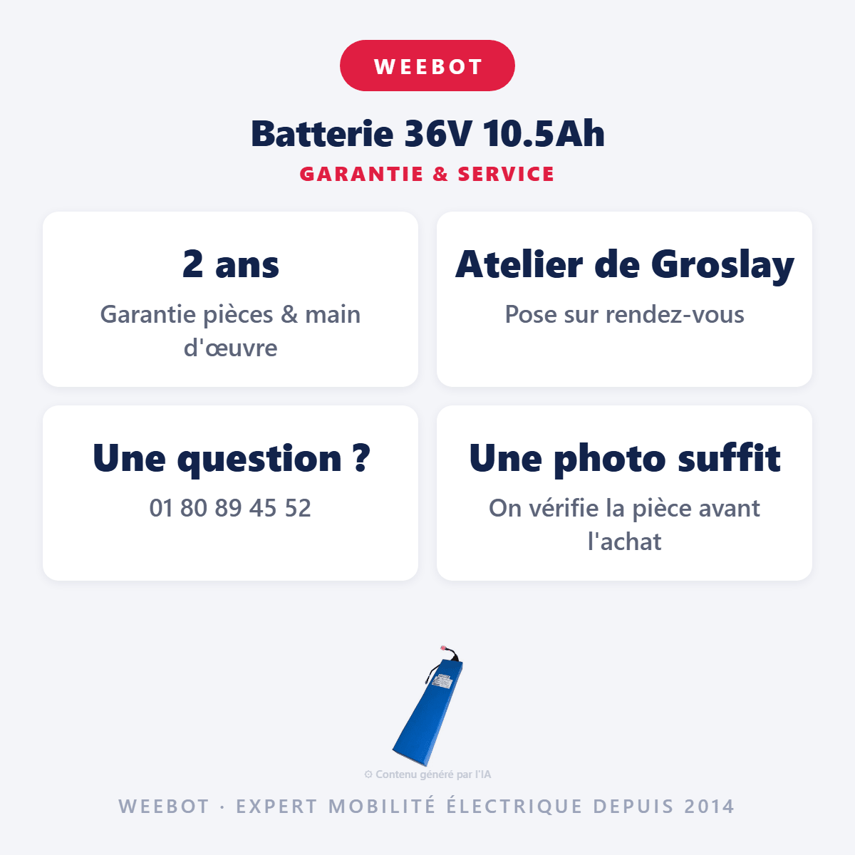 Batterie 36V 10.5Ah pour Trottinette Électrique Z8 - Weebot