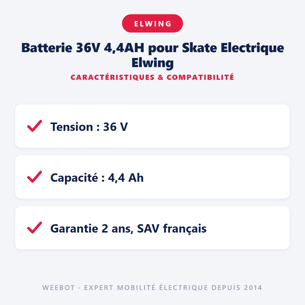 Batterie 36V 4,4AH pour Skate Electrique Elwing : caractéristiques et compatibilité