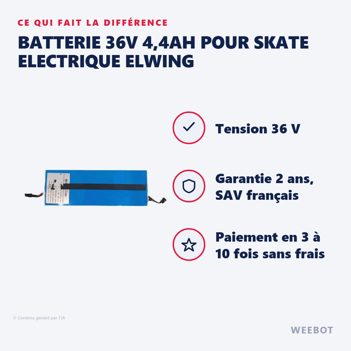 Batterie 36V 4,4AH pour Skate Electrique Elwing : les points forts