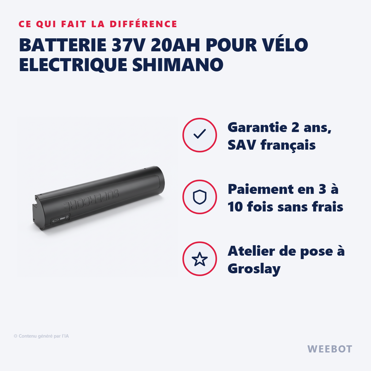 Batterie 37V 20AH pour Vélo Electrique Shimano : les points forts