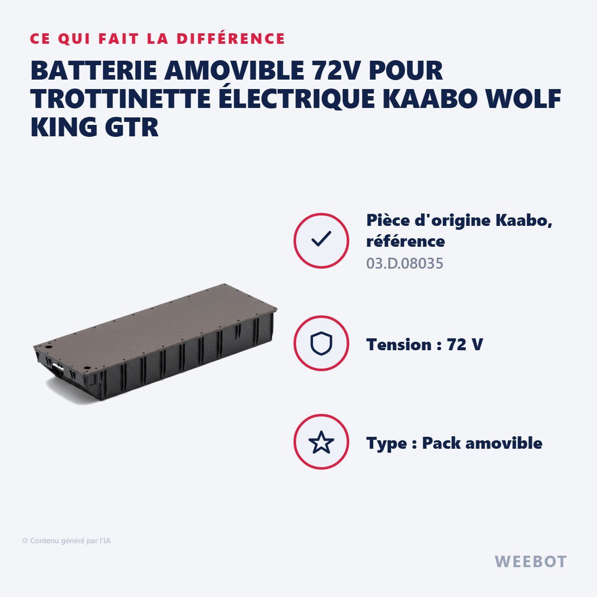 Batterie Amovible 72V pour Trottinette Électrique Kaabo Wolf King GTR - Weebot