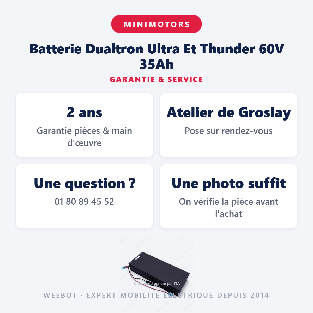 Batterie Dualtron Ultra Et Thunder 60V 35Ah : garantie 2 ans et service après-vente
