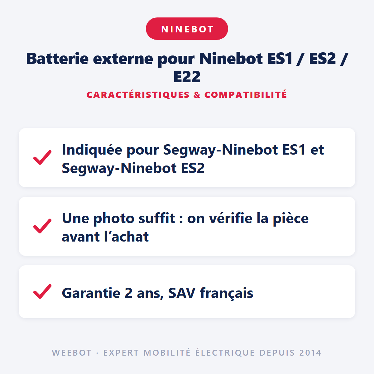 Batterie externe pour Ninebot ES1 / ES2 / E22 : caractéristiques et compatibilité