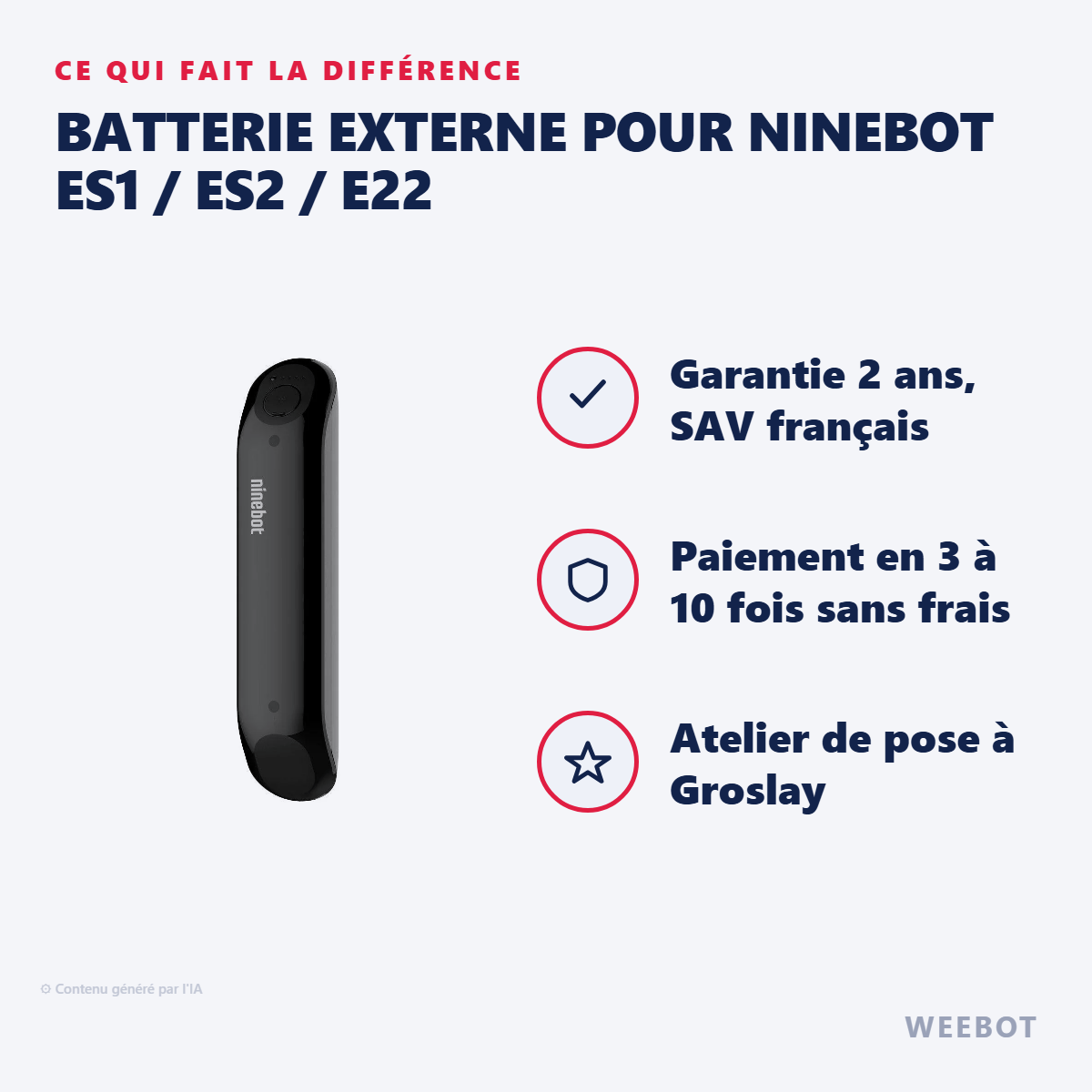 Batterie externe pour Ninebot ES1 / ES2 / E22 : les points forts
