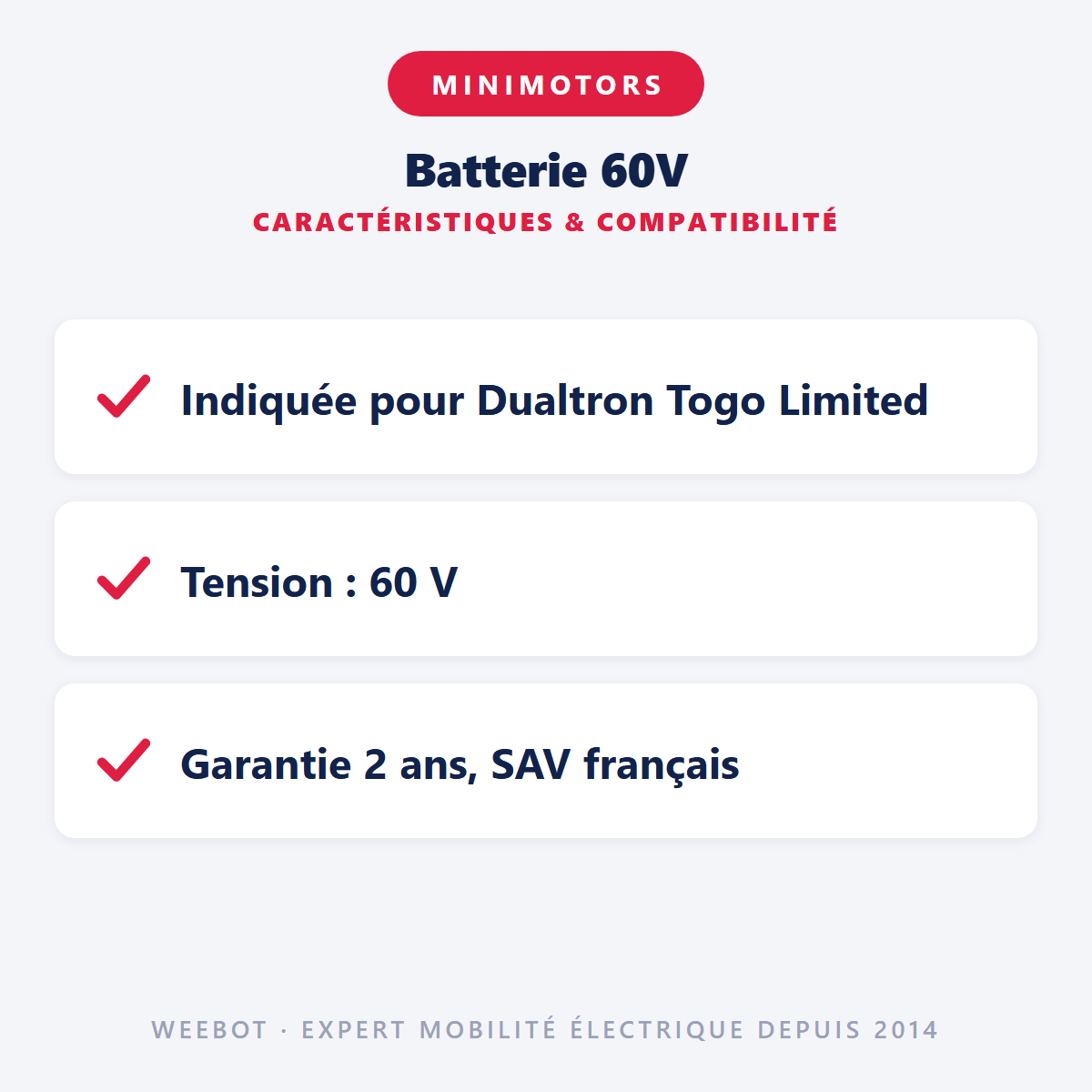 Batterie 60V pour Trottinette Électrique Dualtron Togo Limited - Minimotors - Weebot