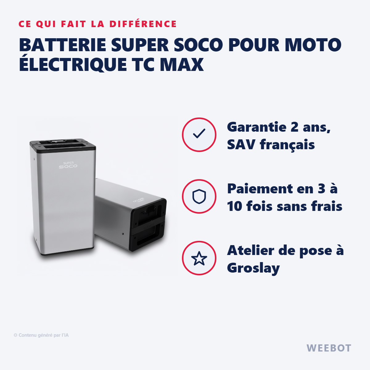 Batterie Super Soco pour Moto électrique TC MAX : les points forts
