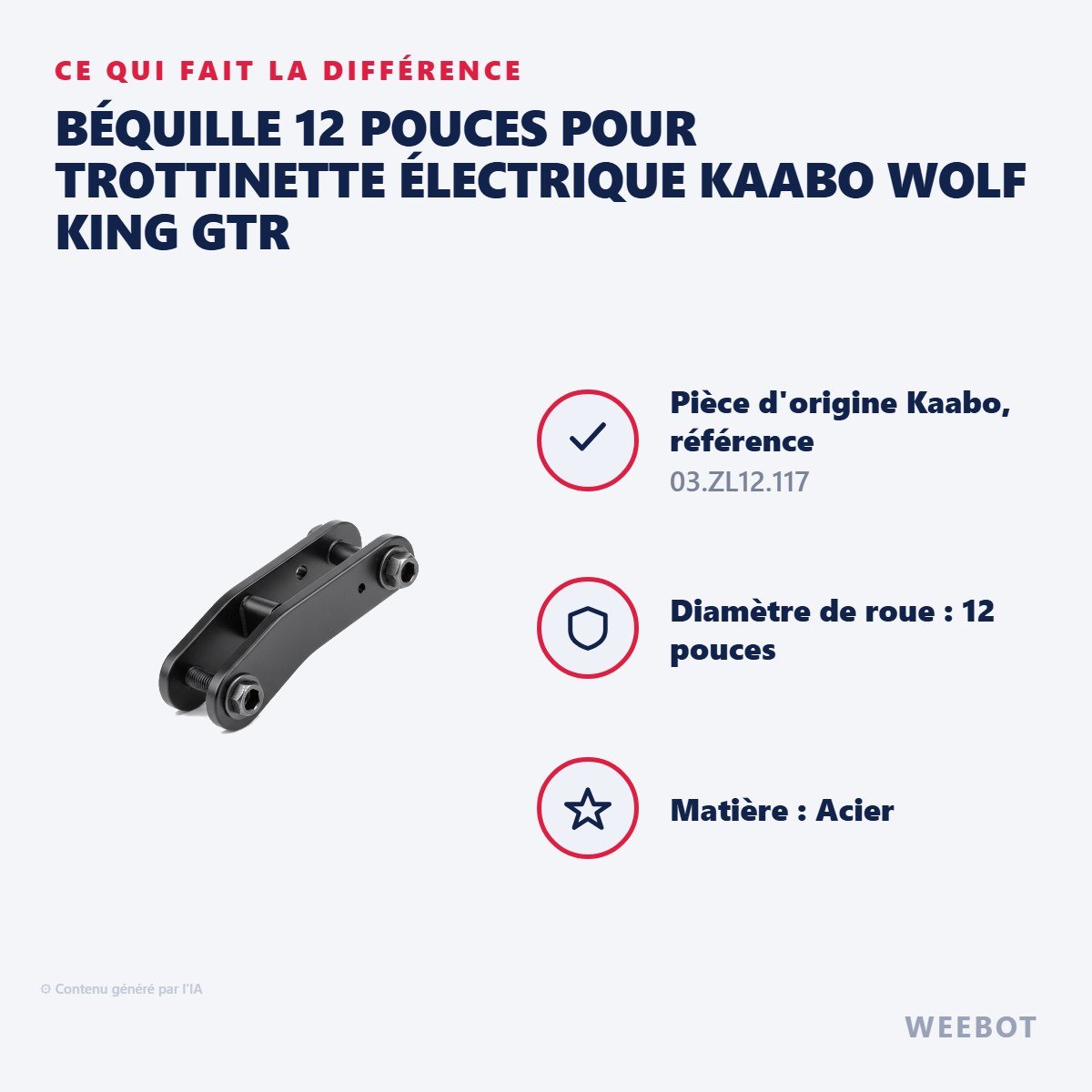 Béquille 12 Pouces pour Trottinette Électrique Kaabo Wolf King GTR - Weebot