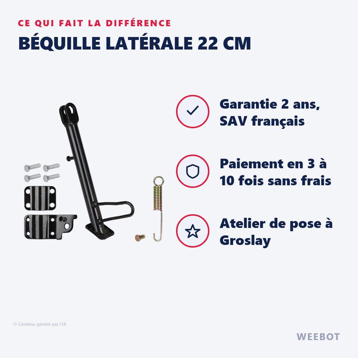 Béquille Latérale 22 cm : les points forts