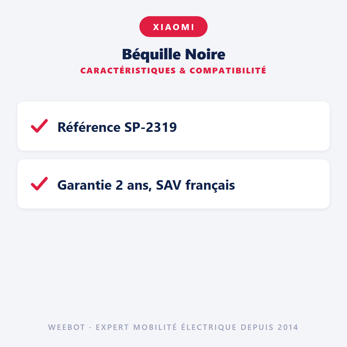 Béquille Noire : caractéristiques et compatibilité