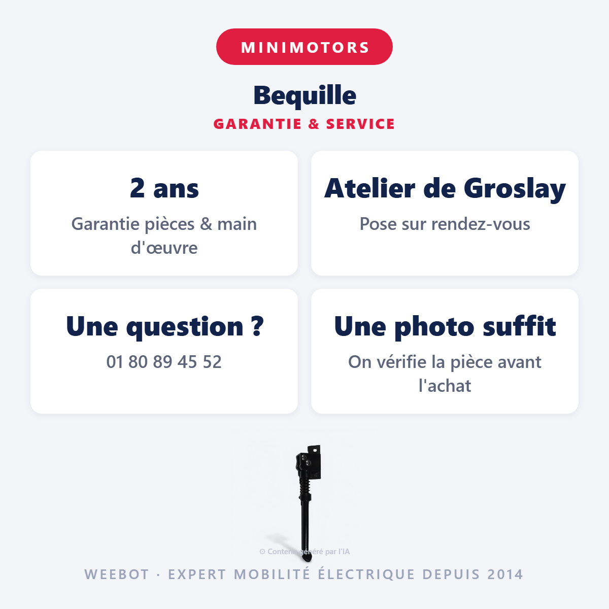 Bequille : garantie 2 ans et service après-vente